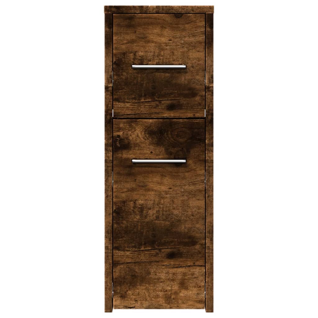 Narrow Bathroom Cupboard with Wheels Smoked Oak Engineered Wood