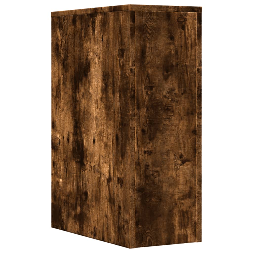 Narrow Bathroom Cupboard with Wheels Smoked Oak Engineered Wood