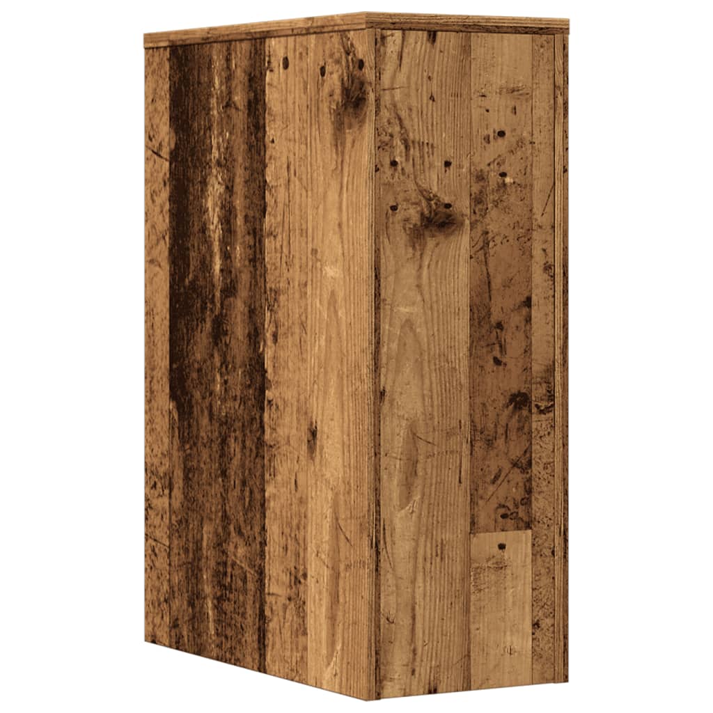 Narrow Bathroom Cupboard with Wheels Old Wood Engineered Wood