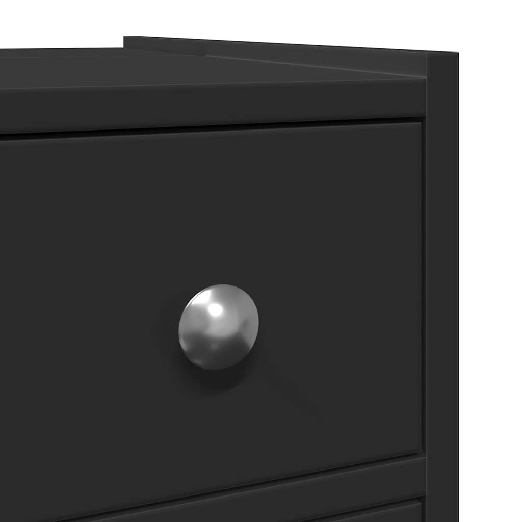 Narrow Bathroom Cupboard with Wheels Black Engineered Wood