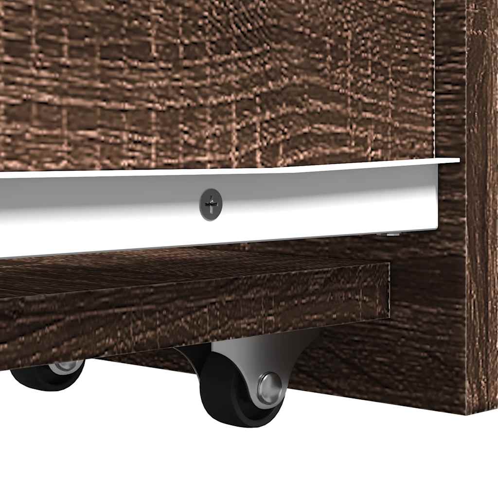 Narrow Bathroom Cupboard with Wheels Brown Oak Engineered Wood