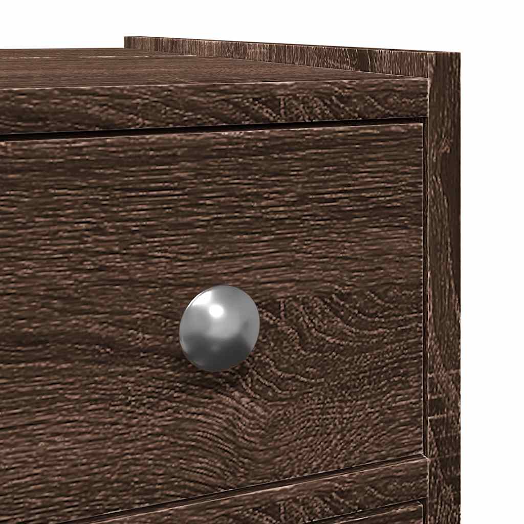 Narrow Bathroom Cupboard with Wheels Brown Oak Engineered Wood