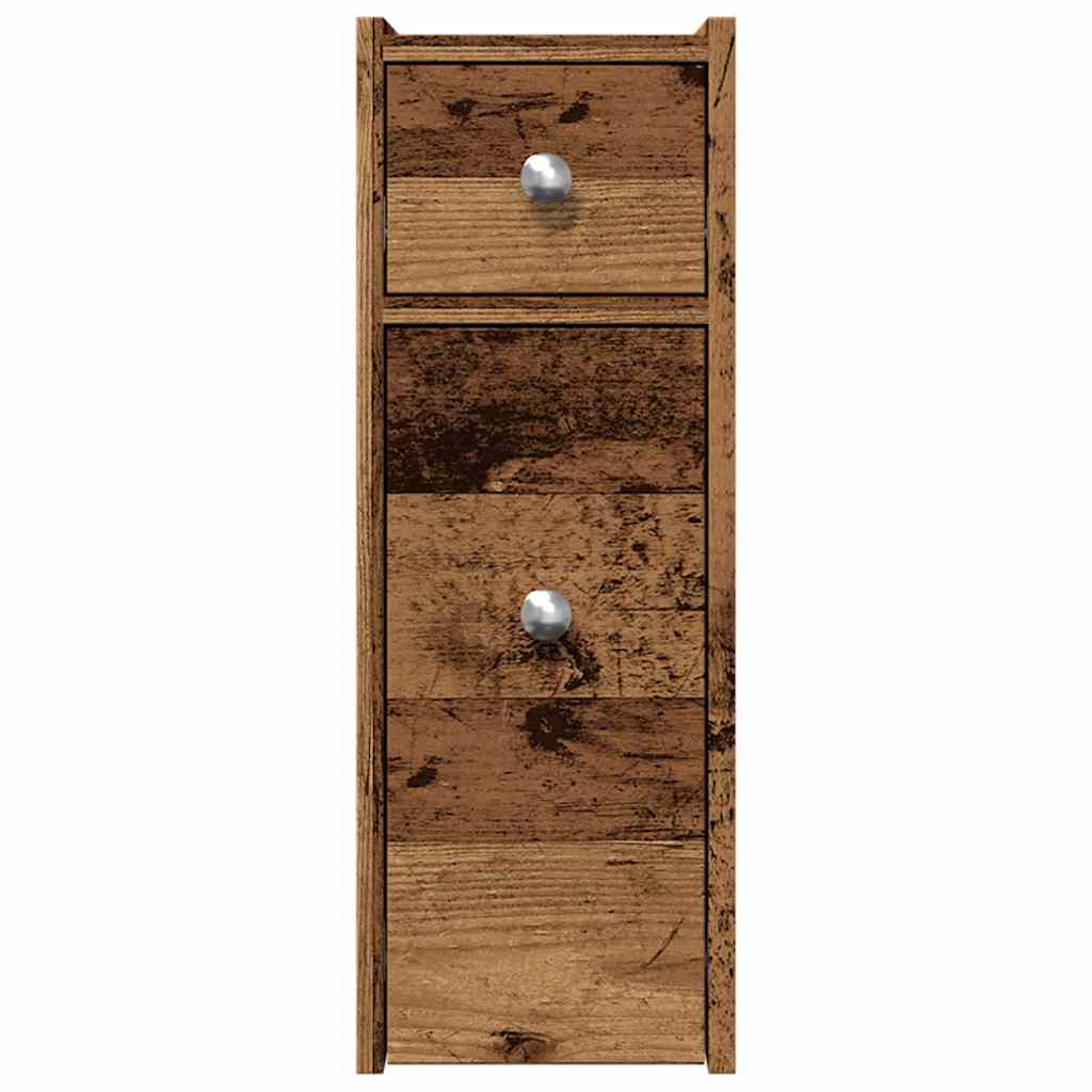 Narrow Bathroom Cupboard with Wheels Old Wood Engineered Wood