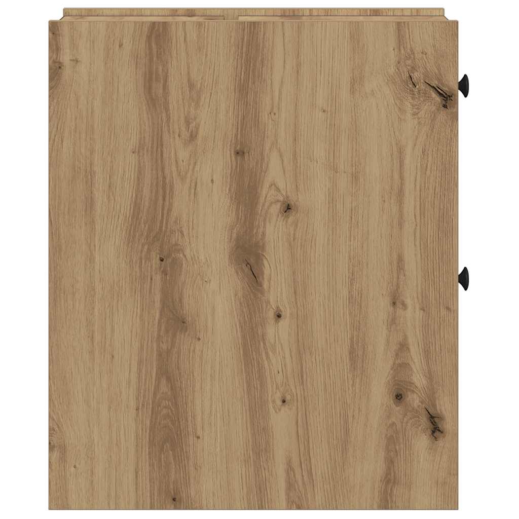 Narrow Bathroom Cupboard with Wheels Artisian Oak Engineered Wood
