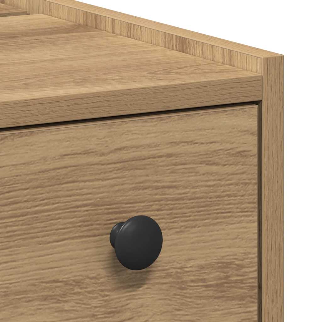 Narrow Bathroom Cupboard with Wheels Artisian Oak Engineered Wood