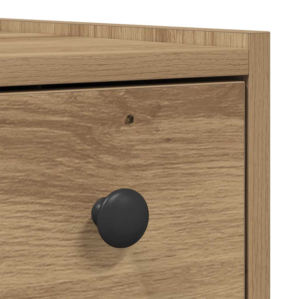 Narrow Bathroom Cupboard with Wheels Artisian Oak Engineered Wood
