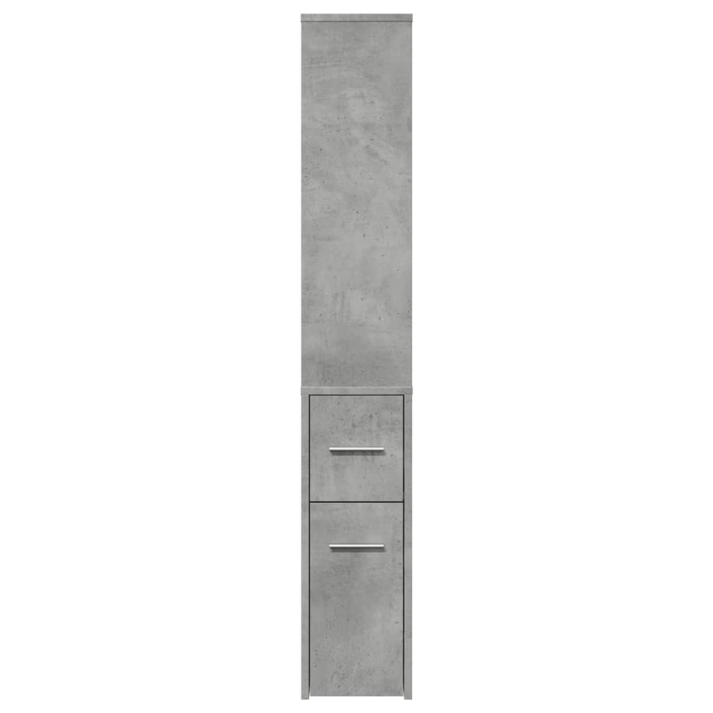 Narrow Bathroom Cupboard with Wheels Concrete Grey Engineered Wood