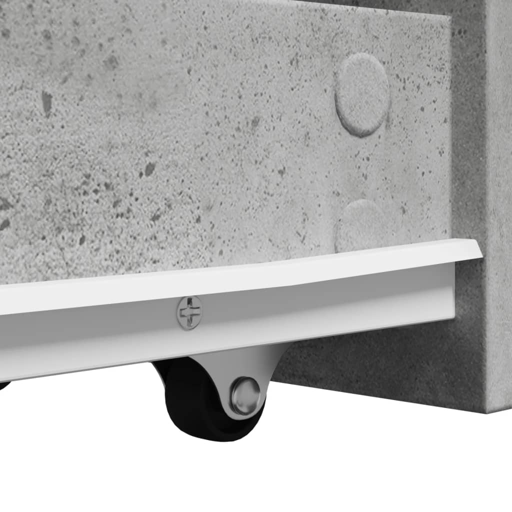 Narrow Bathroom Cupboard with Wheels Concrete Grey