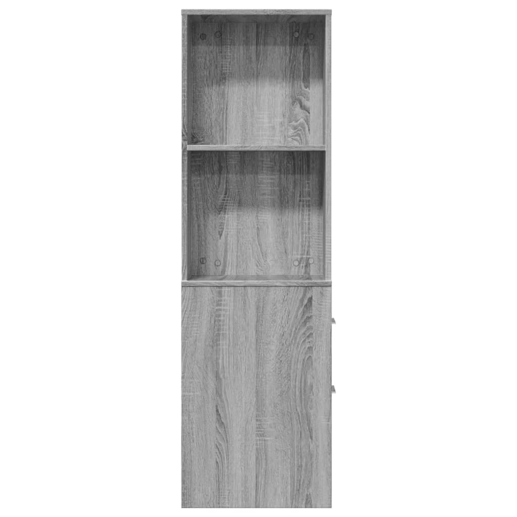 Narrow Bathroom Cupboard with Wheels Grey Sonoma
