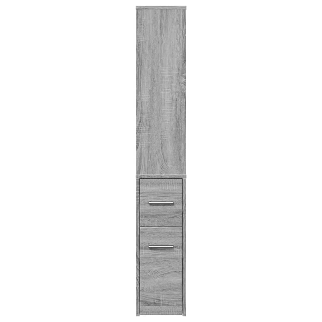 Narrow Bathroom Cupboard with Wheels Grey Sonoma