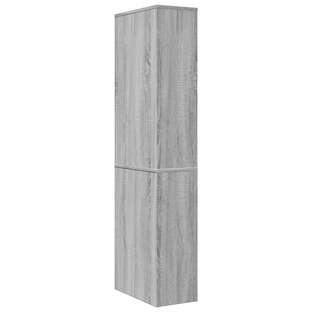 Narrow Bathroom Cupboard with Wheels Grey Sonoma