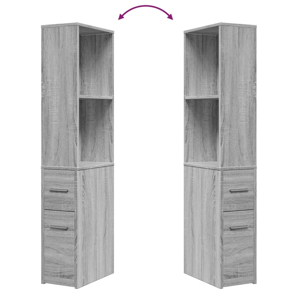 Narrow Bathroom Cupboard with Wheels Grey Sonoma