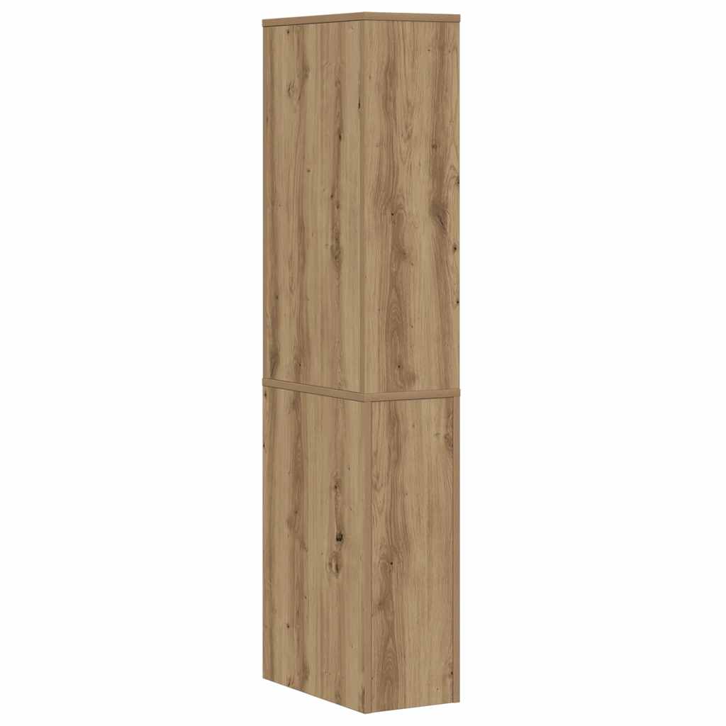 Narrow Bathroom Cupboard with Wheels Artisian Oak
