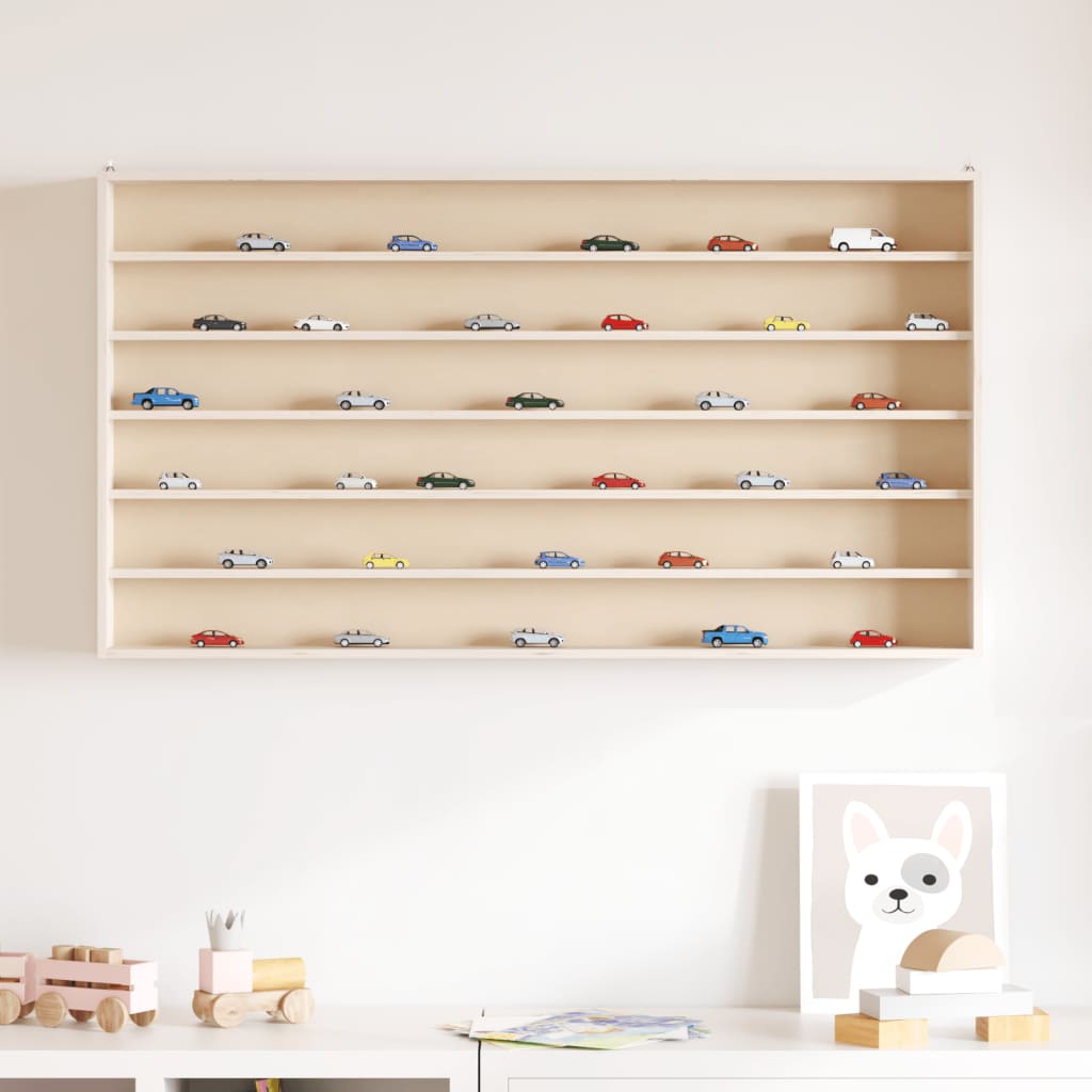 vidaXL Wooden Collector's Display Case with 6 Shelves 100x8.5x55cm