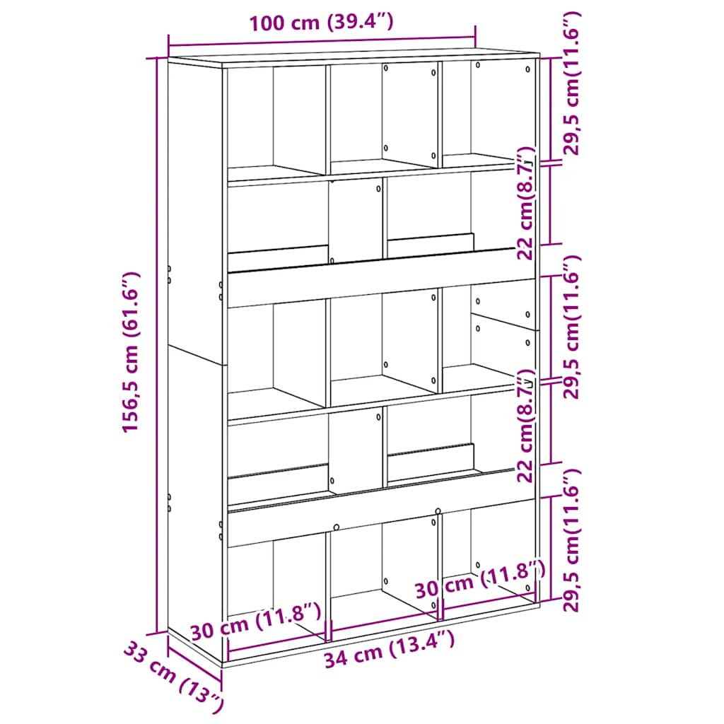 Bookcase Black 100x33x156.5 cm Engineered Wood