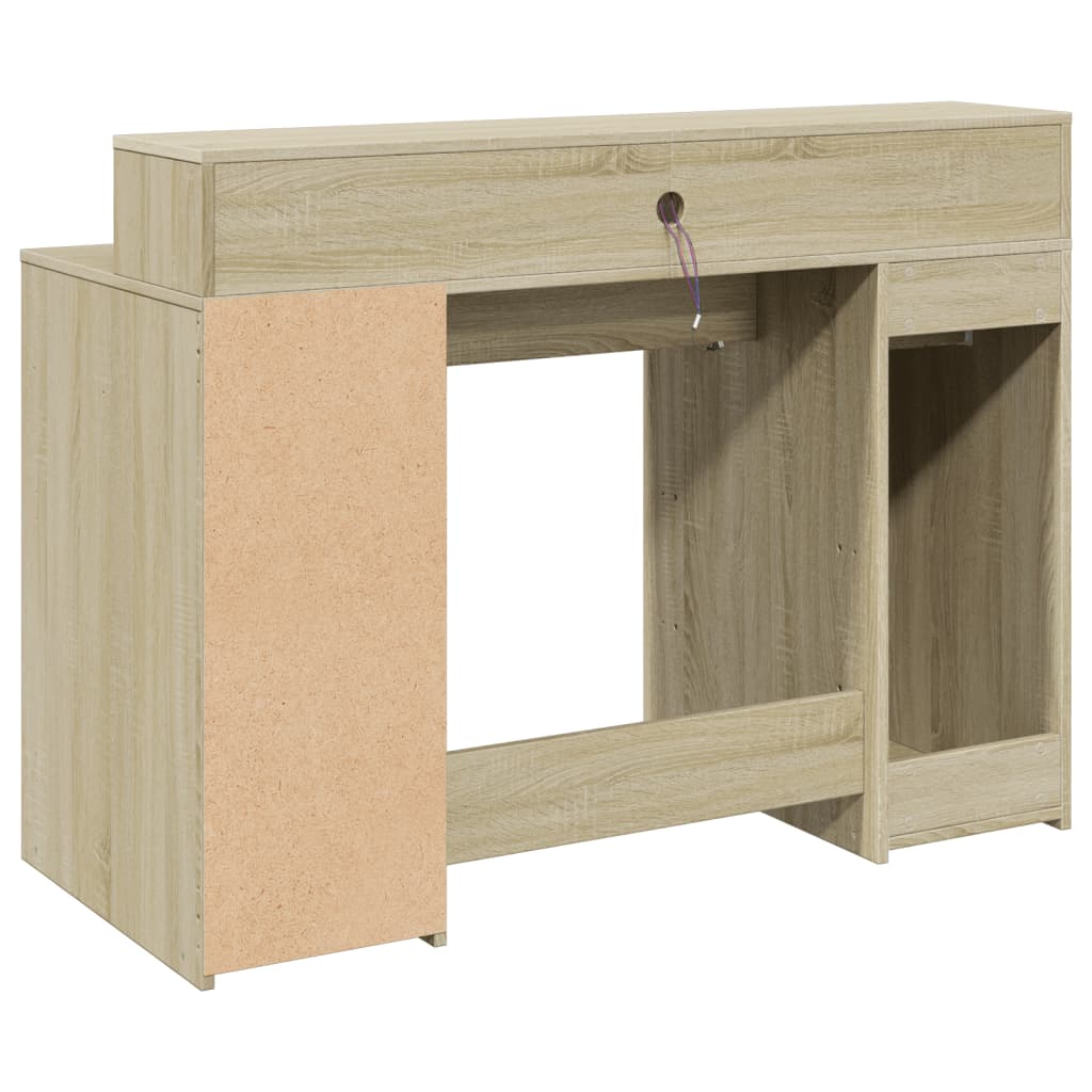 vidaXL Desk with LED Lights Sonoma Oak 120x55x91 cm Engineered Wood