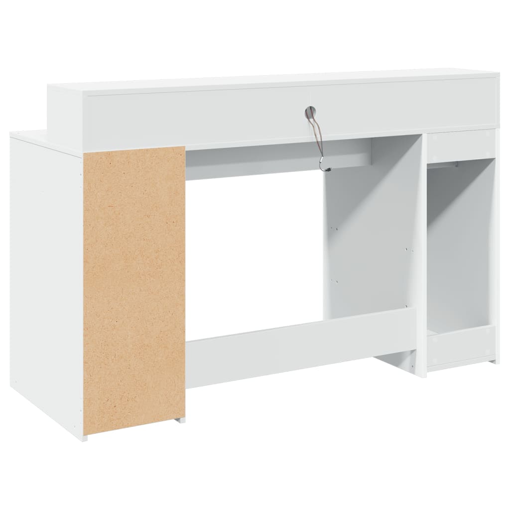 vidaXL Desk with LED Lights White 140x55x91 cm Engineered Wood