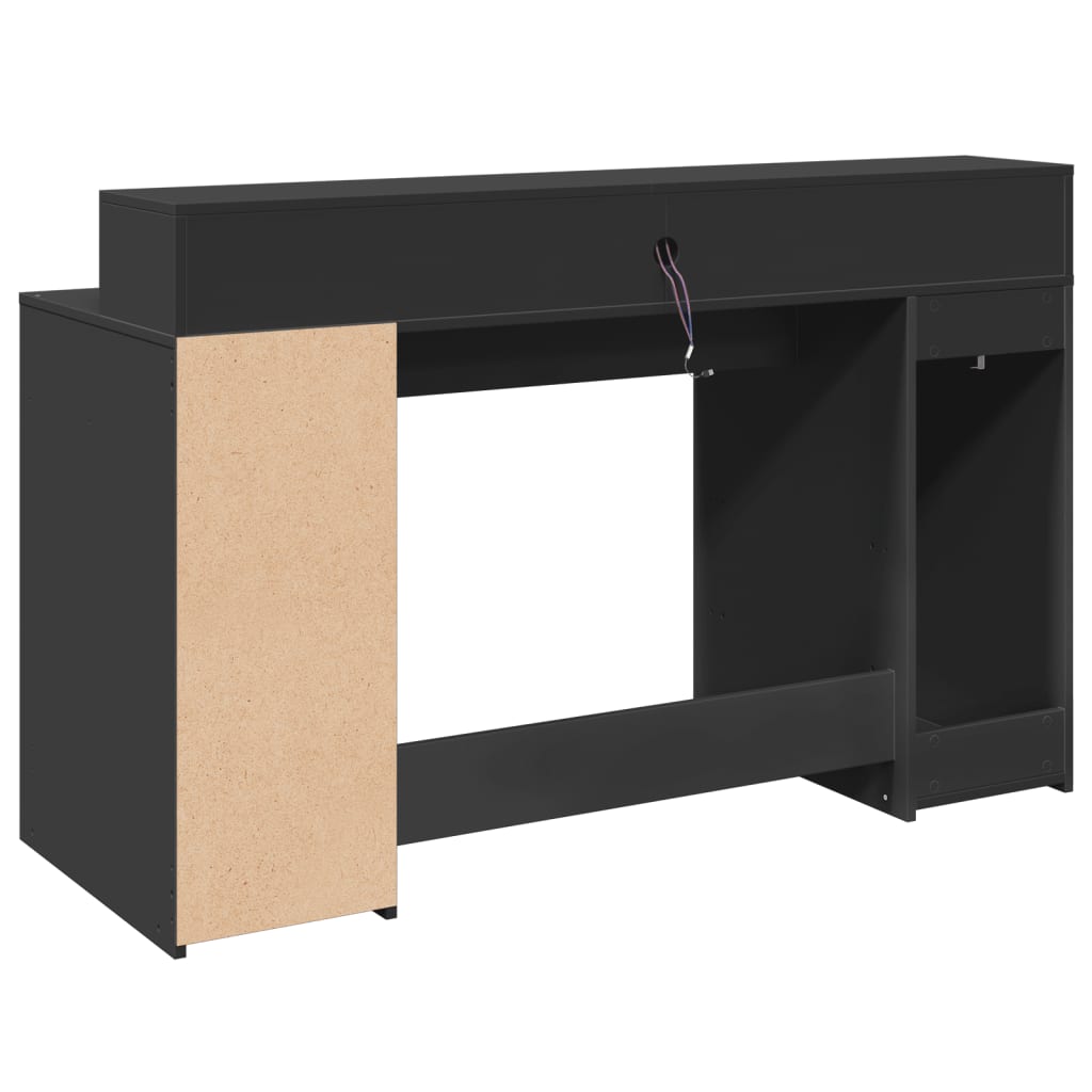 vidaXL Desk with LED Lights Black 140x55x91 cm Engineered Wood