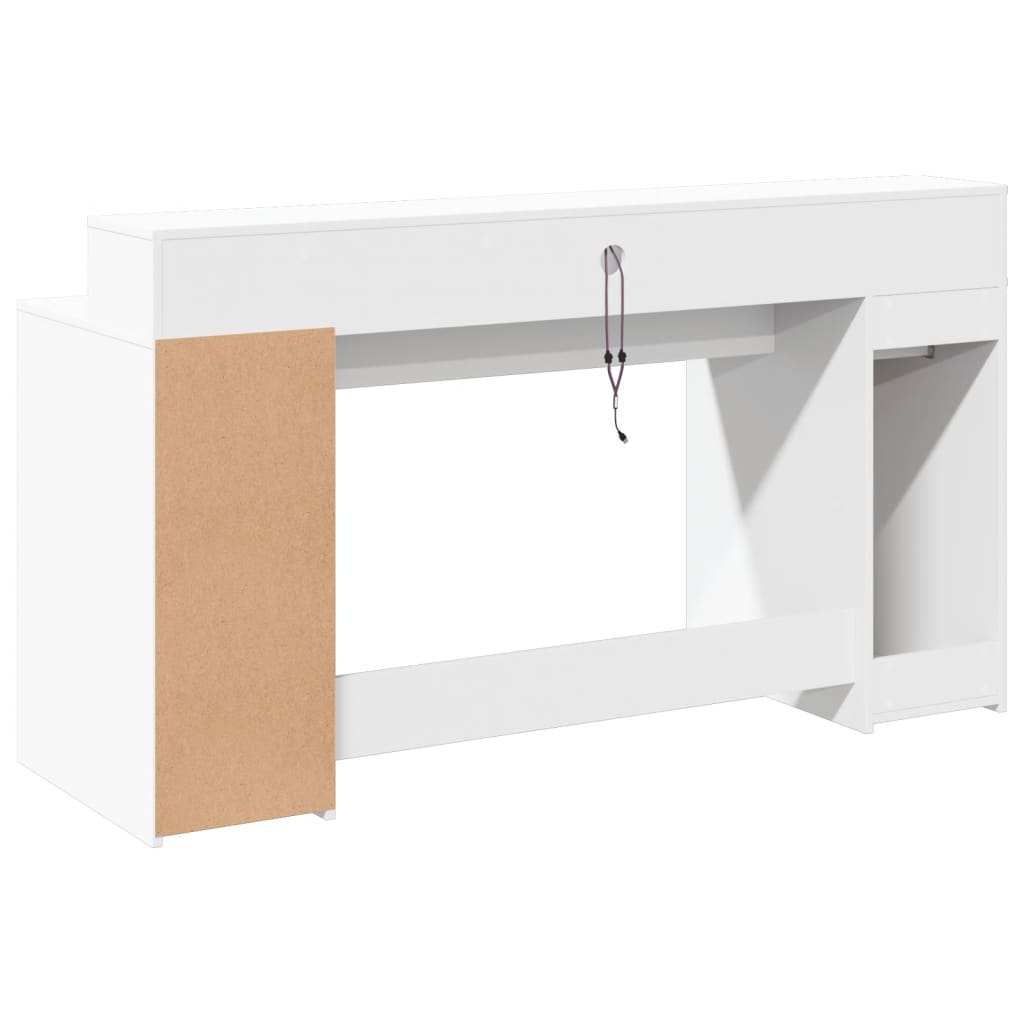 vidaXL Desk with LED Lights White 160x55x91 cm Engineered Wood