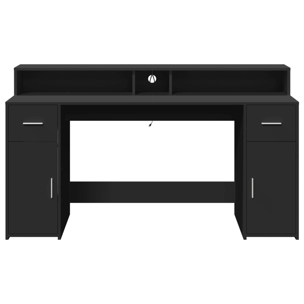 vidaXL Desk with LED Lights Black 160x55x91 cm Engineered Wood