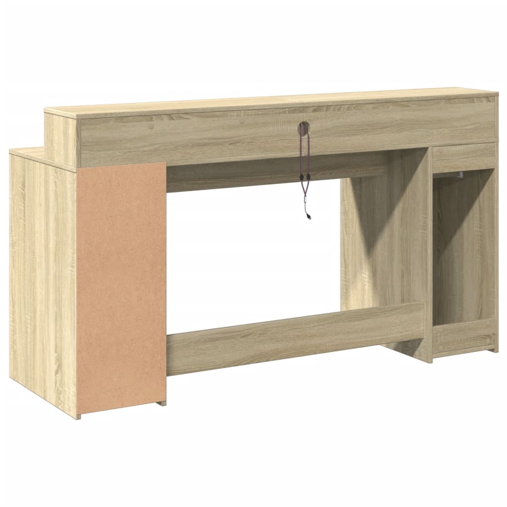 vidaXL Desk with LED Lights Sonoma Oak 160x55x91 cm Engineered Wood