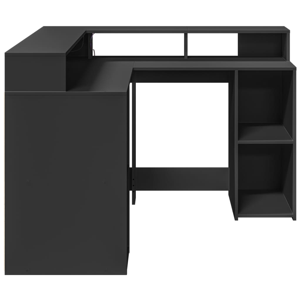 vidaXL Desk with LED Lights Black 130x130x91 cm Engineered Wood