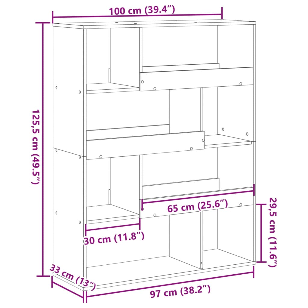 Room Divider White 100x33x125,5 cm Engineered Wood