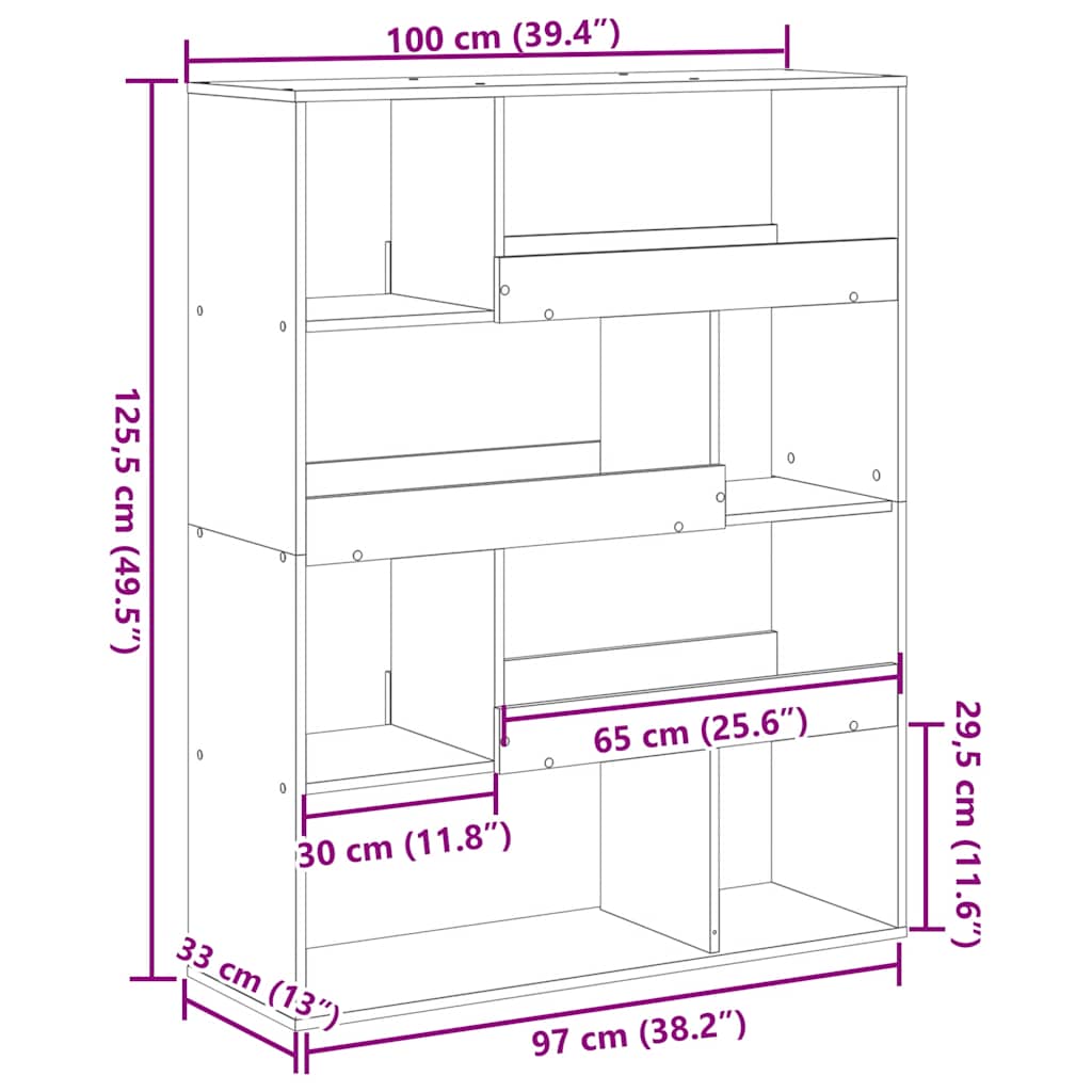 Room Divider Concrete Grey 100x33x125,5 cm Engineered Wood
