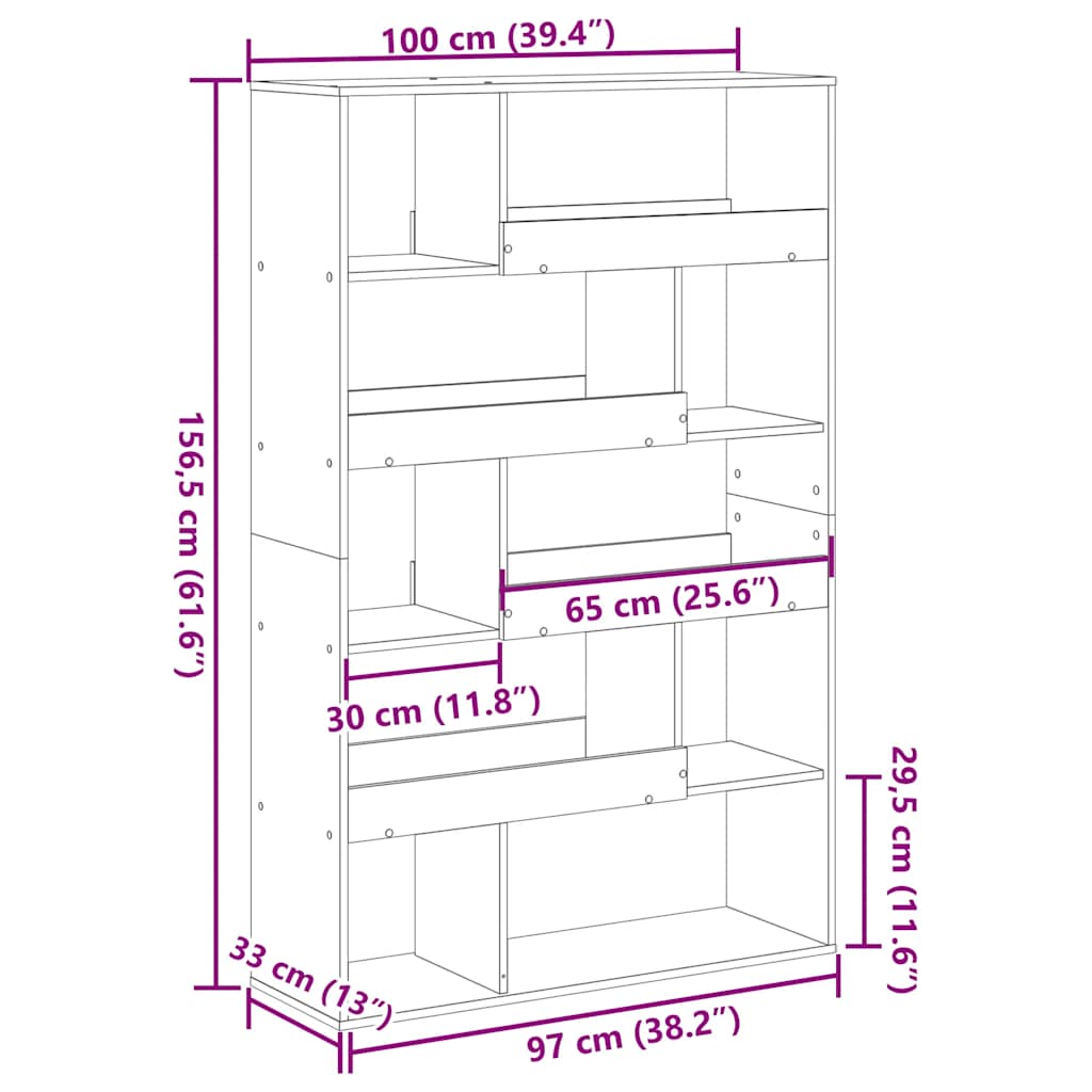 Room Divider Black 100x33x156,5 cm Engineered Wood