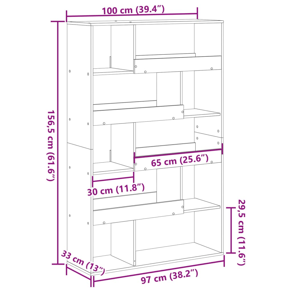 Room Divider Old Wood 100x33x156,5 cm Engineered Wood