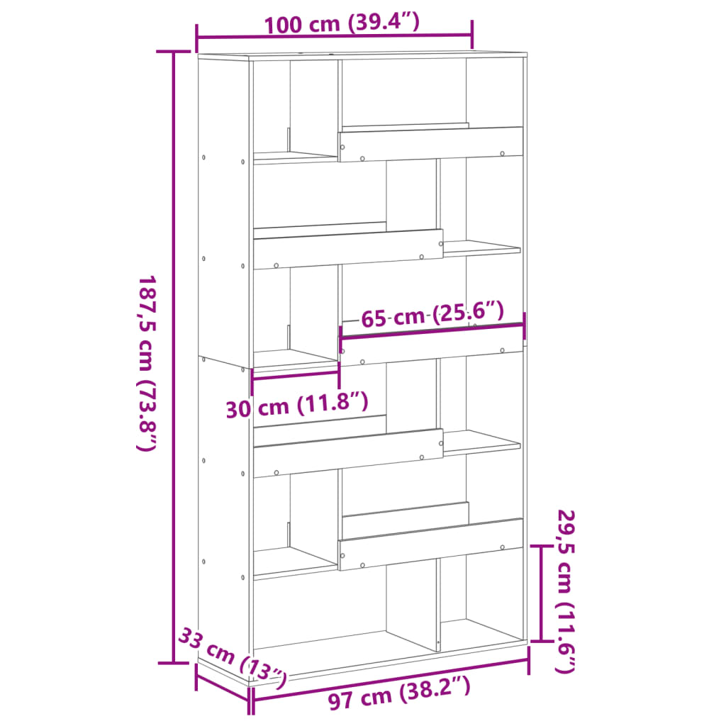 Room Divider Old Wood 100x33x187,5 cm Engineered Wood