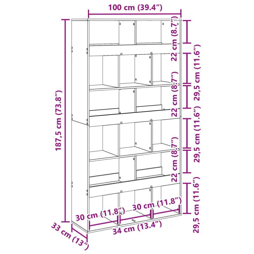 Room Divider Old Wood 100x33x187.5 cm Engineered Wood