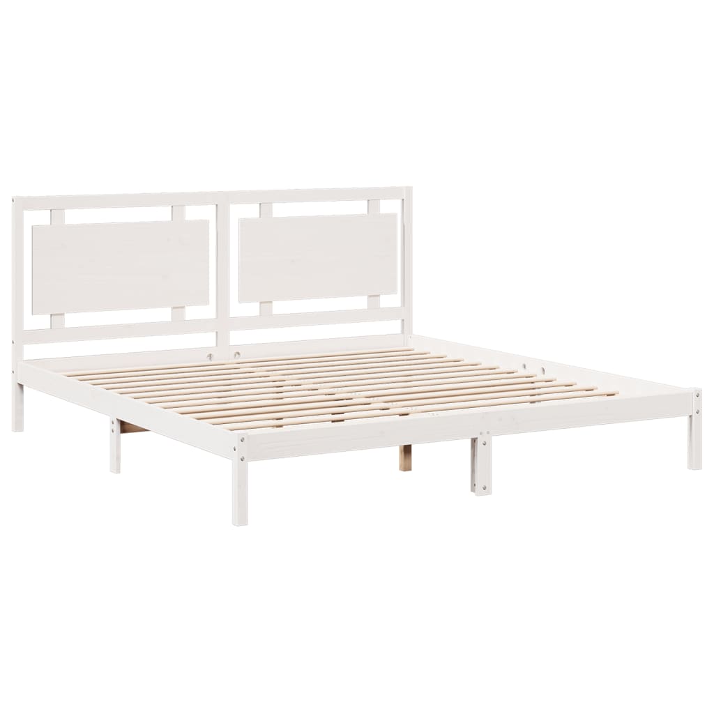 Extra Long Bed Frame without Mattress White 200x210 cm Solid Wood