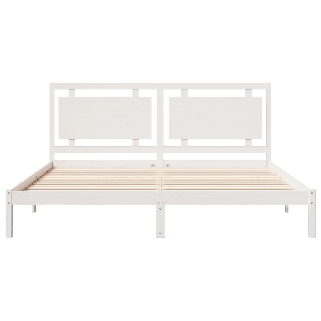 Extra Long Bed Frame without Mattress White 200x210 cm Solid Wood