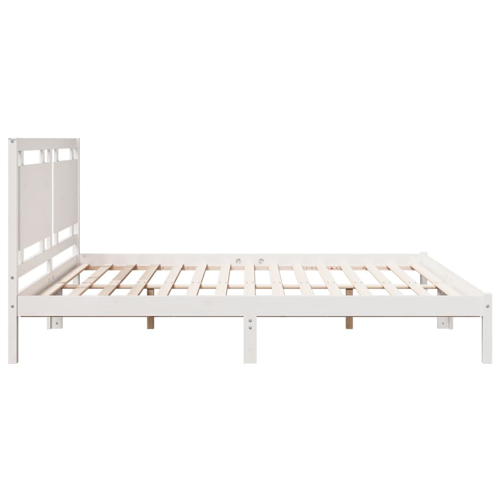 Extra Long Bed Frame without Mattress White 200x210 cm Solid Wood