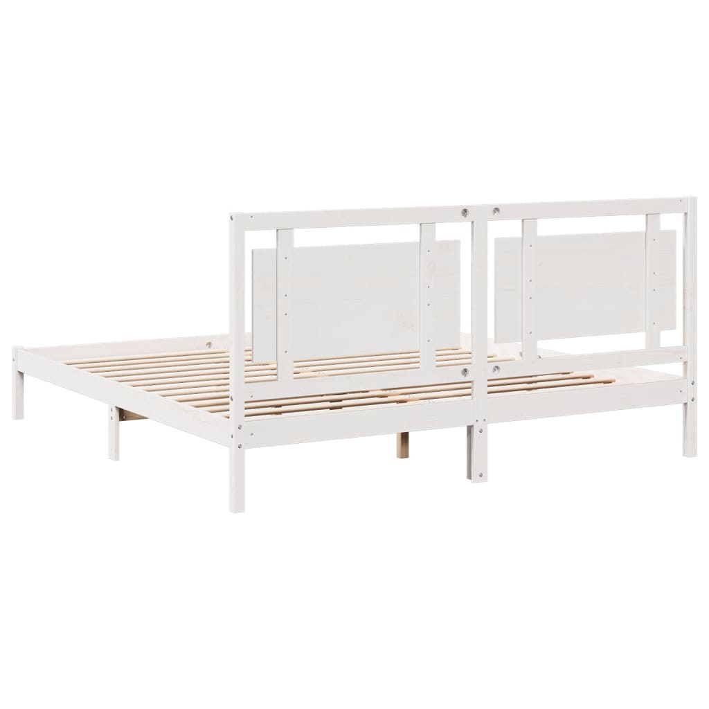 Extra Long Bed Frame without Mattress White 200x210 cm Solid Wood