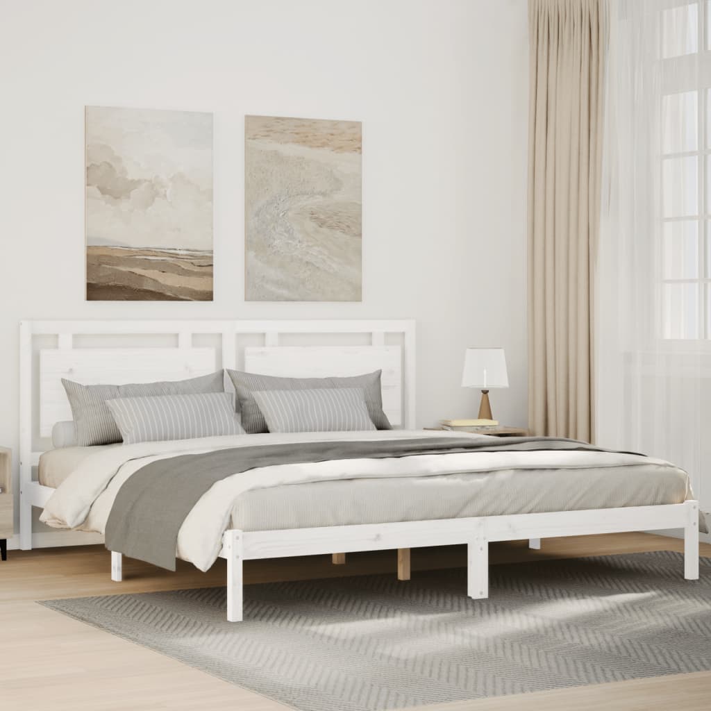 Extra Long Bed Frame without Mattress White 200x210 cm Solid Wood