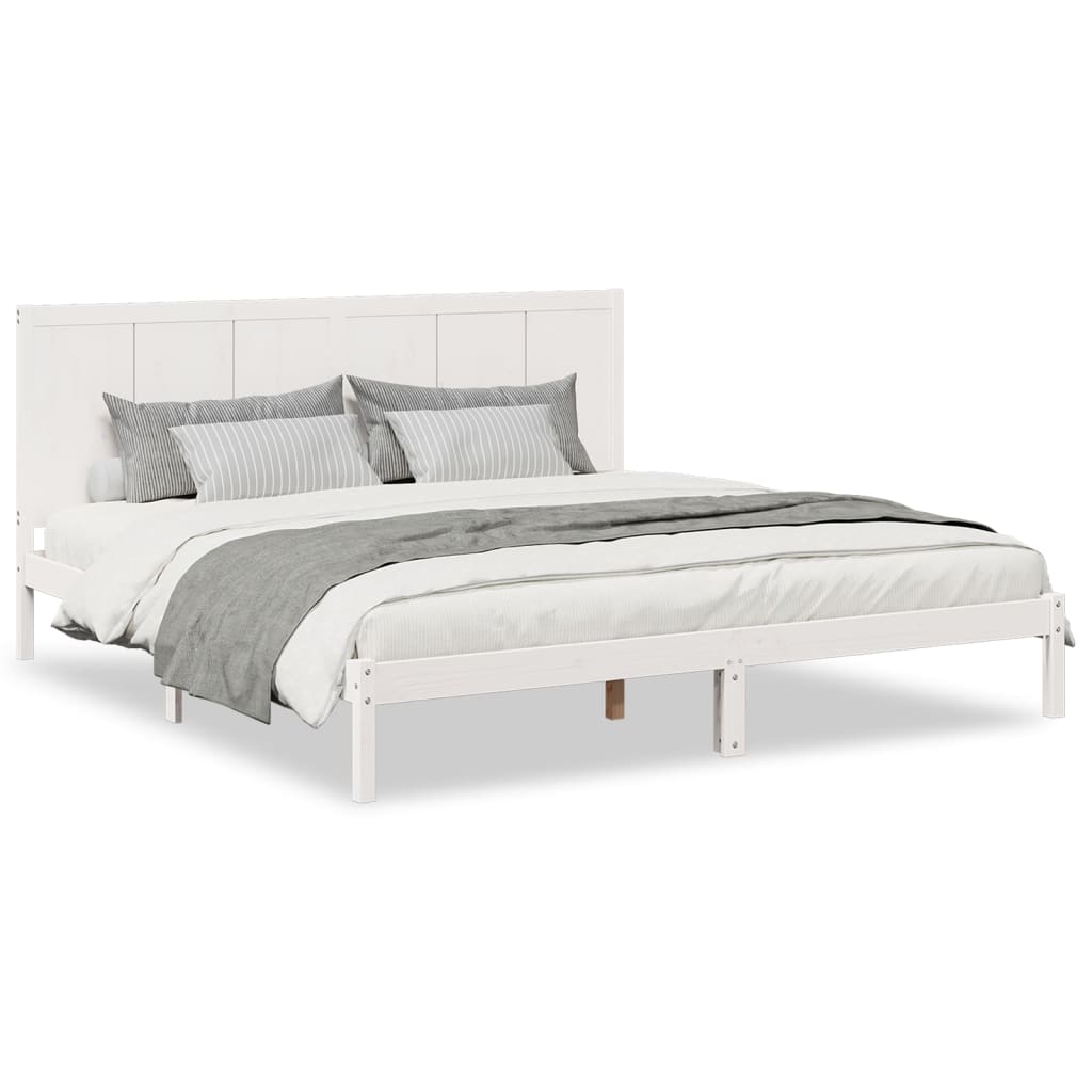 vidaXL Extra Long Bed Frame without Mattress White 180x210 cm Solid Wood