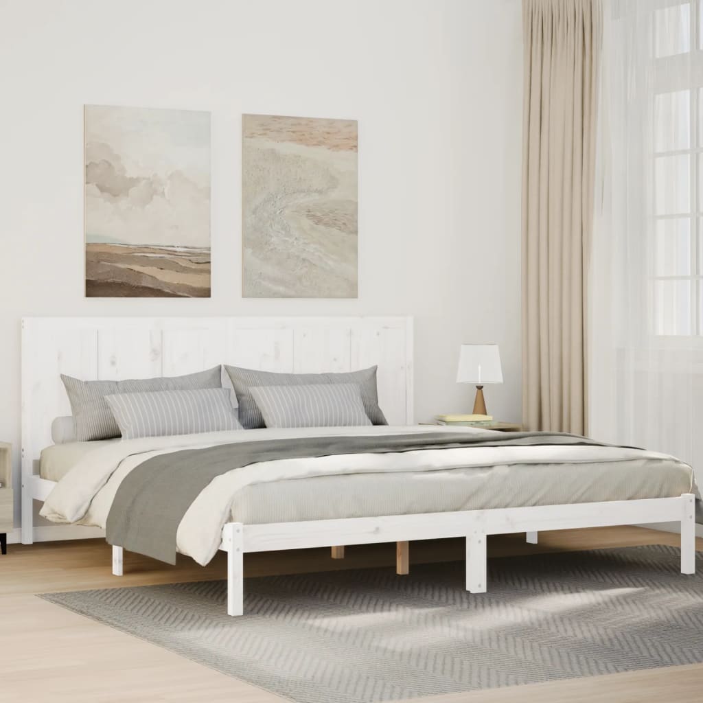 vidaXL Extra Long Bed Frame without Mattress White 180x210 cm Solid Wood