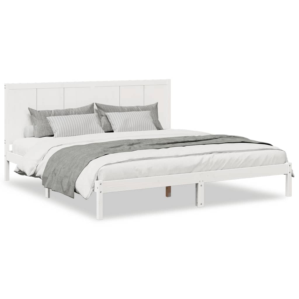 vidaXL Extra Long Bed Frame without Mattress White 180x220 cm Solid Wood