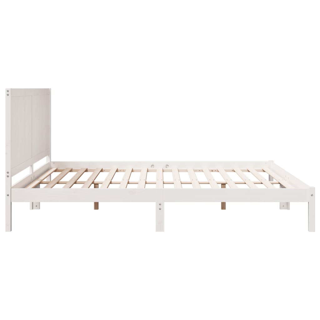 vidaXL Extra Long Bed Frame without Mattress White 180x220 cm Solid Wood