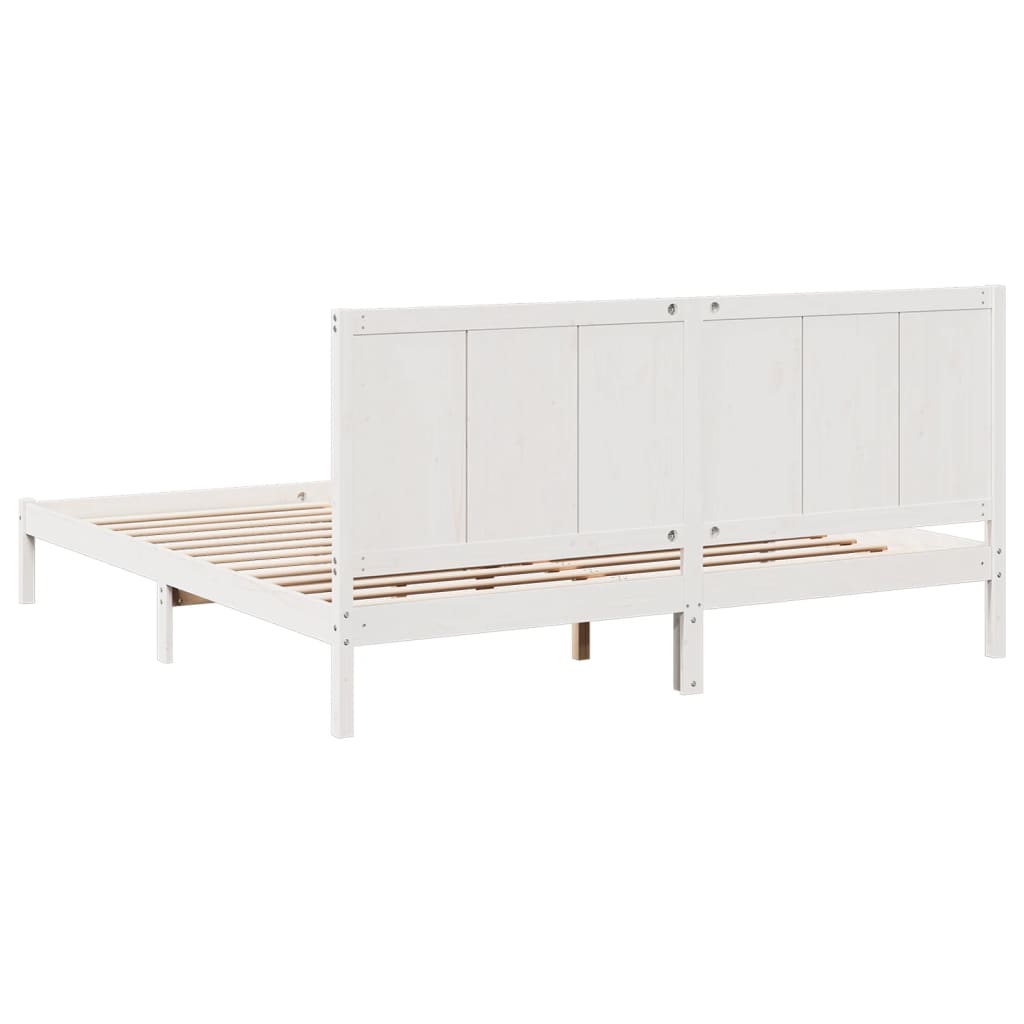 vidaXL Extra Long Bed Frame without Mattress White 180x220 cm Solid Wood