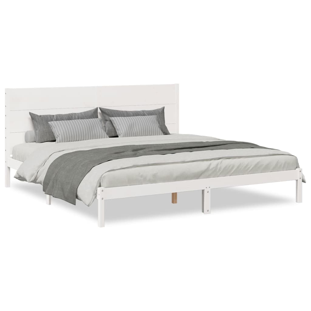 Extra Long Bed Frame without Mattress White 200x220 cm Solid Wood
