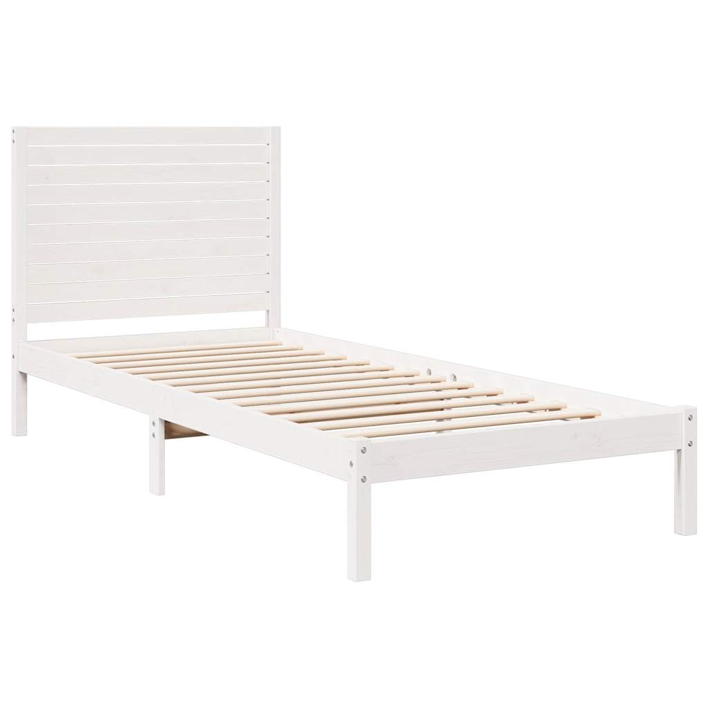 Extra Long Bed Frame without Mattress White 90x210 cm Solid Wood