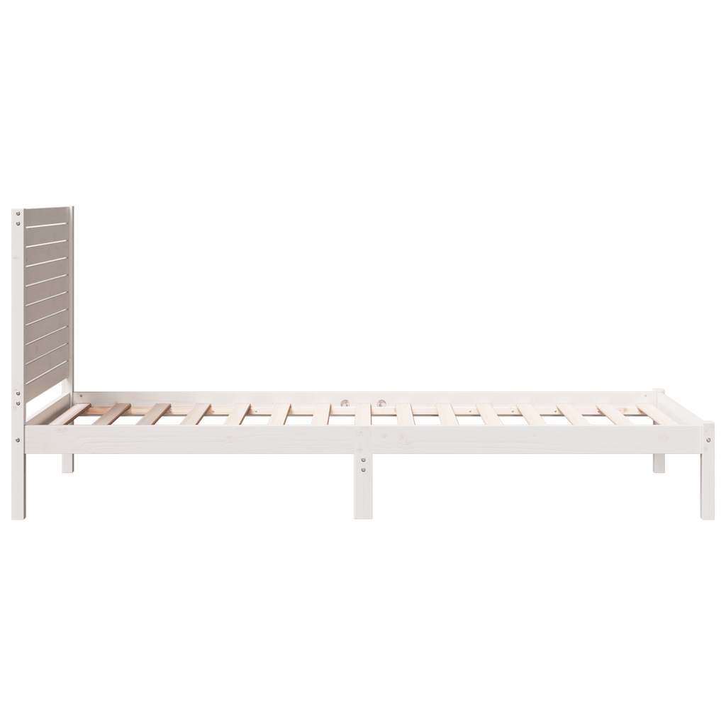 Extra Long Bed Frame without Mattress White 90x210 cm Solid Wood