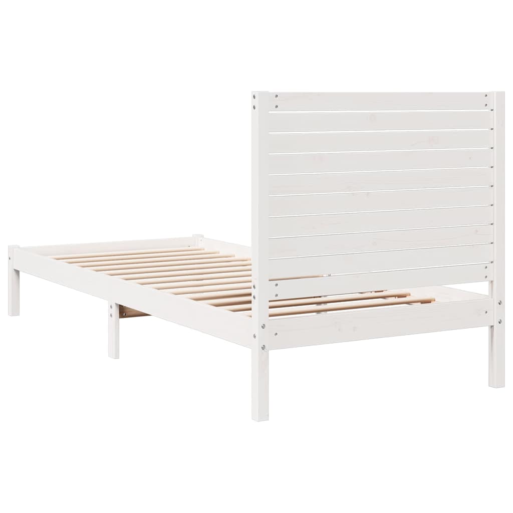 Extra Long Bed Frame without Mattress White 90x210 cm Solid Wood