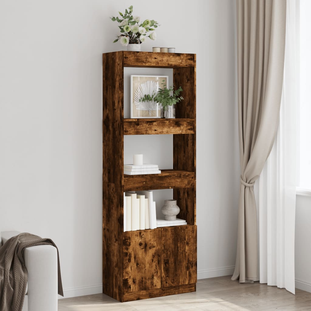 Highboard Smoked Oak 63x33x180 cm Engineered Wood