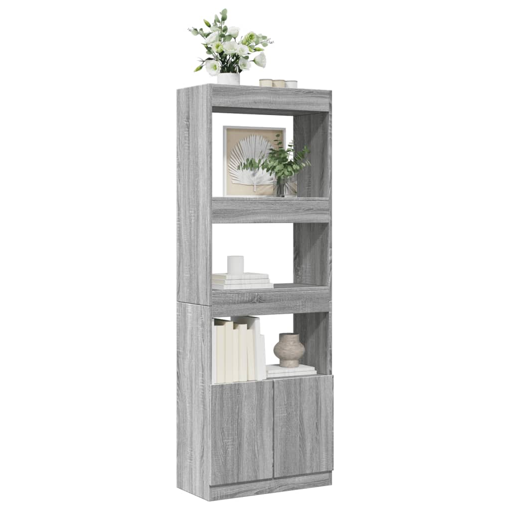 Highboard Grey Sonoma 63x33x180 cm Engineered Wood