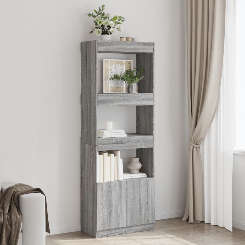 Highboard Grey Sonoma 63x33x180 cm Engineered Wood