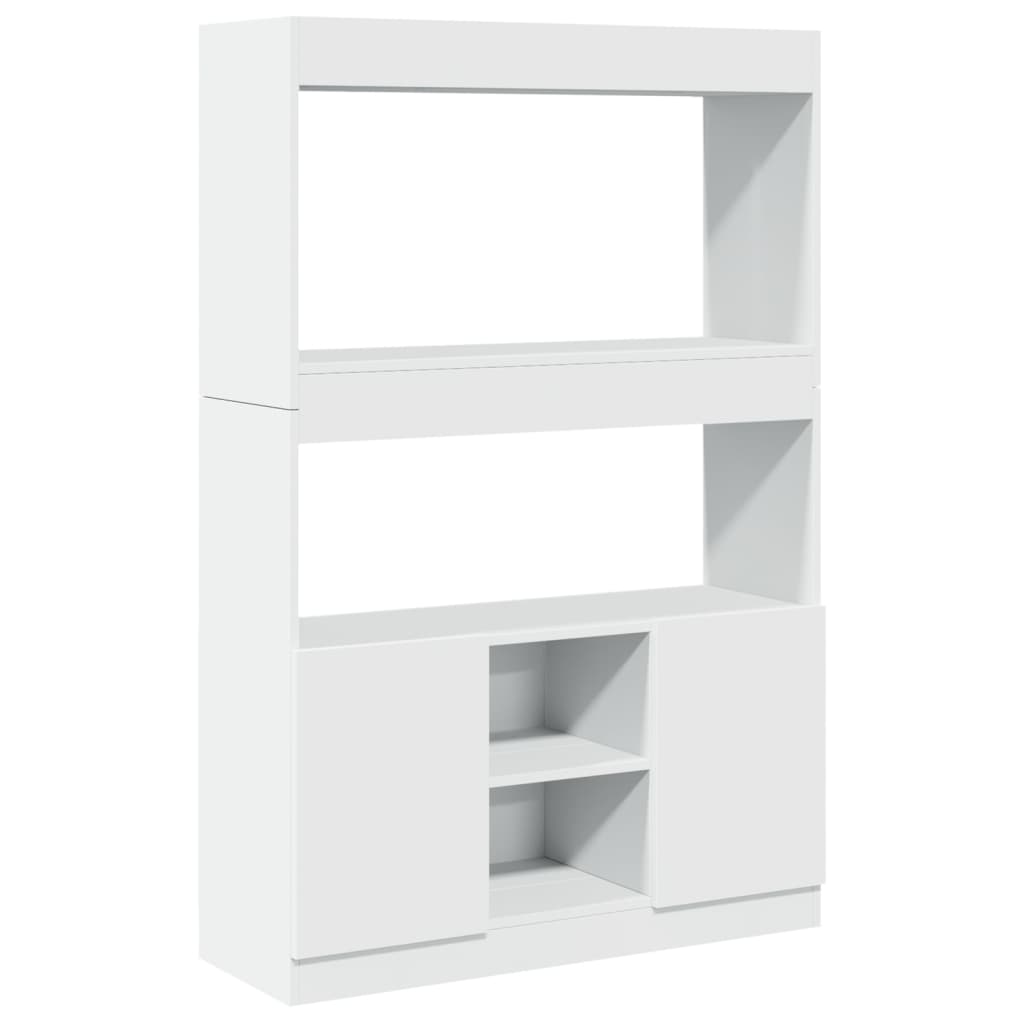 Highboard White 92x33x140 cm Engineered Wood